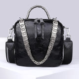 Black Zipper Pu Leather Bag
