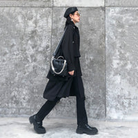 Black Zipper Pu Leather Bag