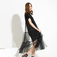 O-neck Short Sleeve Mesh Dress