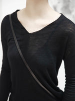V-collar Long Sleeve Half Split T-shirt