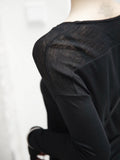 V-collar Long Sleeve Half Split T-shirt