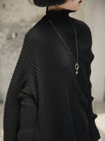 Black Stand Collar Hollow Out Sweater
