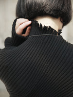 Black Stand Collar Hollow Out Sweater