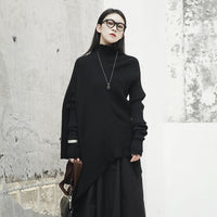 Black Stand Collar Hollow Out Sweater