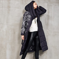 Embroidered Hooded Down Jacket