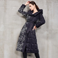 Embroidered Hooded Down Jacket