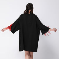 Wrist Sleeve O Collar Fish Embroidery Dress