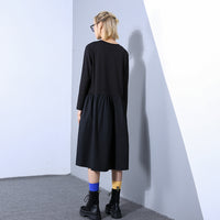 Round Neck Long Sleeve Black Dress
