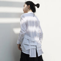 Long Sleeve Irregular Split Blouse