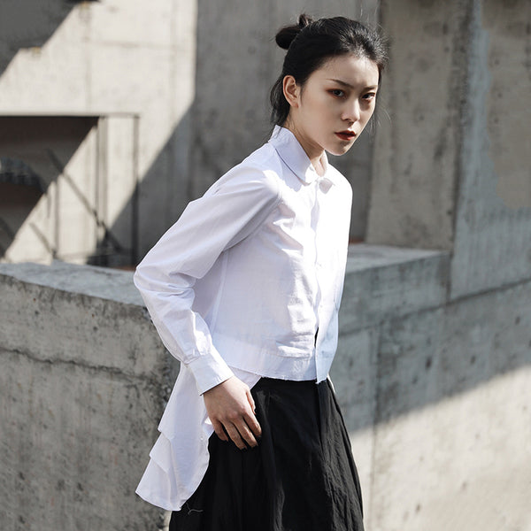 Long Sleeve Irregular Split Blouse