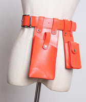 Pu Leather Black Buckle Long Belt