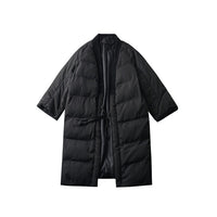 V-collar Solid Black Big Size Cotton-padded Coat