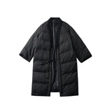 V-collar Solid Black Big Size Cotton-padded Coat