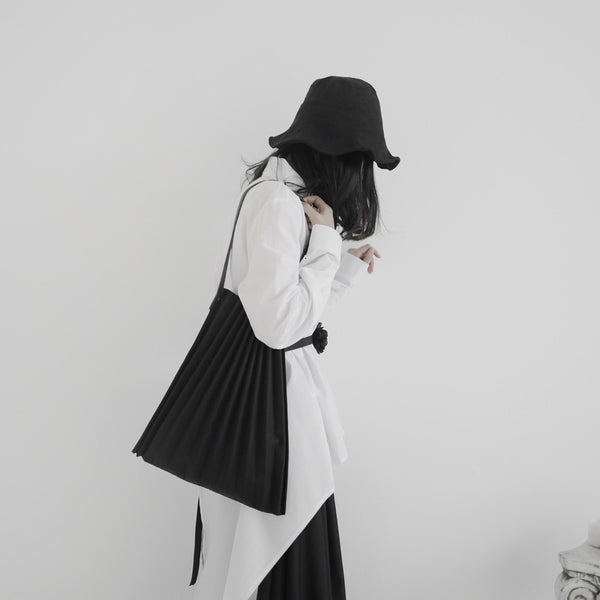 Black Canvas Pleated Bag