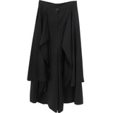 High Waist Black Loose Pockets Button Trousers