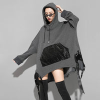 Loose Fit Asymmetrical Ribbon Oversized Sweatshirt