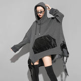 Loose Fit Asymmetrical Ribbon Oversized Sweatshirt