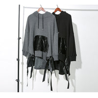 Loose Fit Asymmetrical Ribbon Oversized Sweatshirt