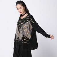Black Patchwork Oversize Sweater