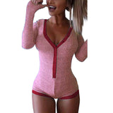 Long Sleeve Cotton Loungewear Bodysuit With Buttons