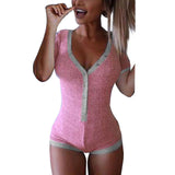 Long Sleeve Cotton Loungewear Bodysuit With Buttons