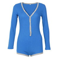 Long Sleeve Cotton Loungewear Bodysuit With Buttons