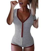 Long Sleeve Cotton Loungewear Bodysuit With Buttons