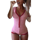 Long Sleeve Cotton Loungewear Bodysuit With Buttons