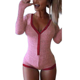 Long Sleeve Cotton Loungewear Bodysuit With Buttons