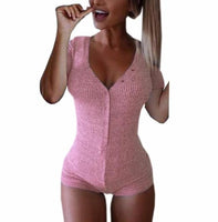 Long Sleeve Cotton Loungewear Bodysuit With Buttons