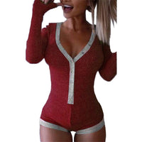 Long Sleeve Cotton Loungewear Bodysuit With Buttons