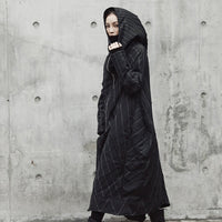 Hooded Black Striped Long Coat