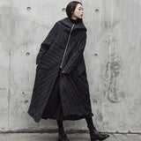 Hooded Black Striped Long Coat