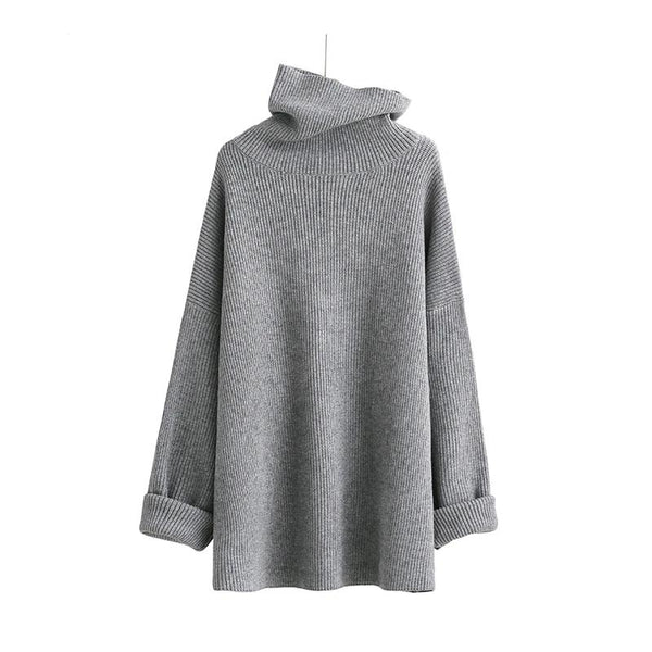High Collar Long Sleeve Solid Black Gary Sweater