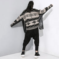 Black Knitting Pu Leather Big Size Jacket