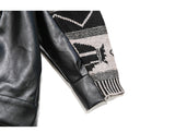 Black Knitting Pu Leather Big Size Jacket