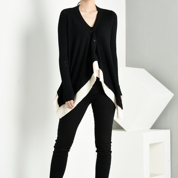Asymmetrical V-Neck Cardigan