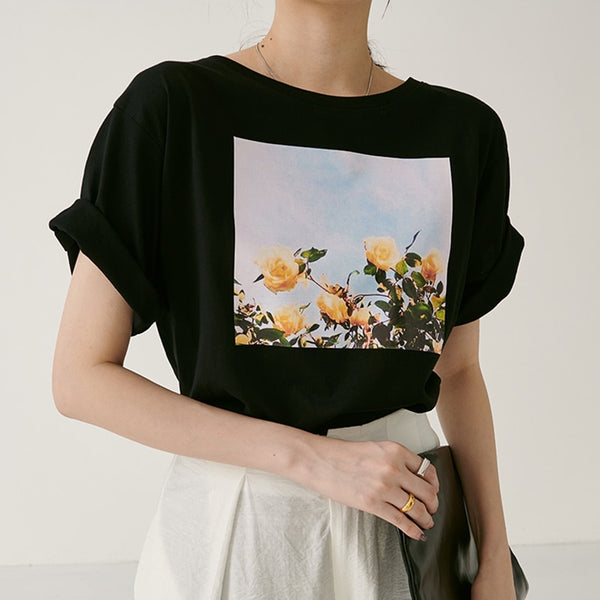 Black Printed Tee
