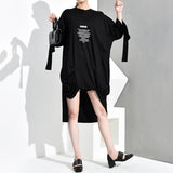 Letter Printed Irregular Dress