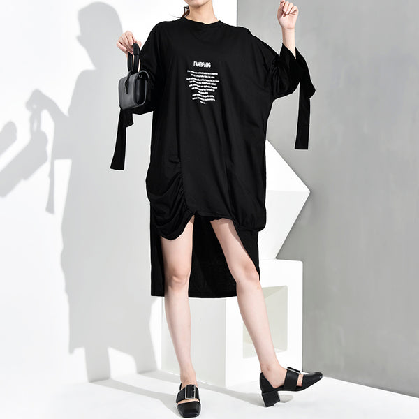Letter Printed Irregular Dress