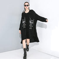 Black Asymmetrical Big Knitting Sweater