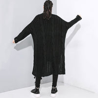 Black Asymmetrical Big Knitting Sweater