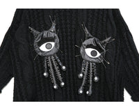 Black Asymmetrical Big Knitting Sweater