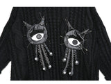Black Asymmetrical Big Knitting Sweater