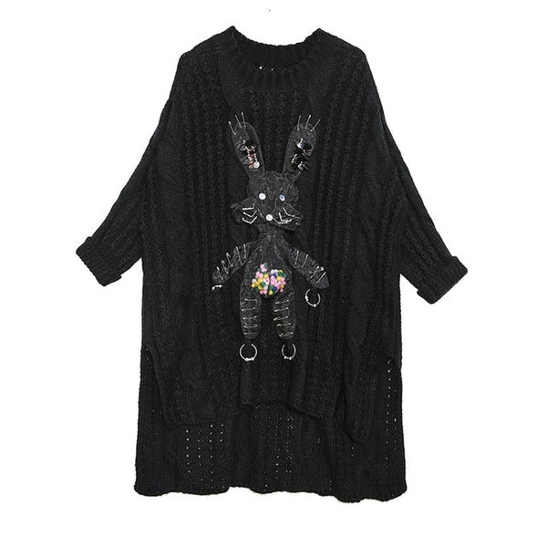 Black Bunny Asymmetrical Sweater