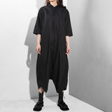 Stand Collar Pocket Stitch Loose Wide Leg Jumpsuit