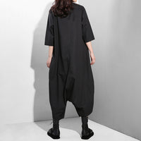 Stand Collar Pocket Stitch Loose Wide Leg Jumpsuit