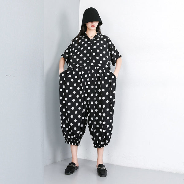 Dot Printed Wide Leg Jumpsuit