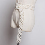 Pearls Square Buckle Wide Belt