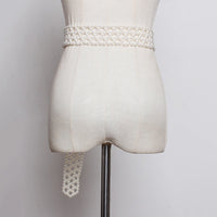 Pearls Square Buckle Wide Belt